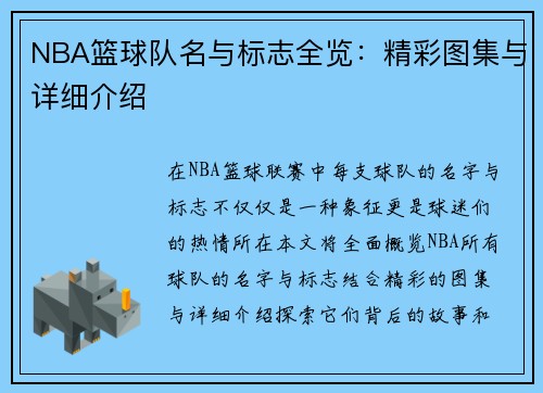 NBA篮球队名与标志全览：精彩图集与详细介绍